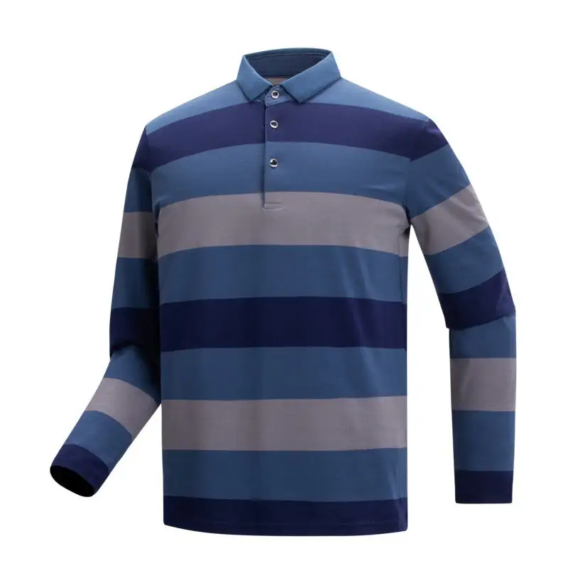 Men's Long-Sleeve Polo Shirt With Stripes