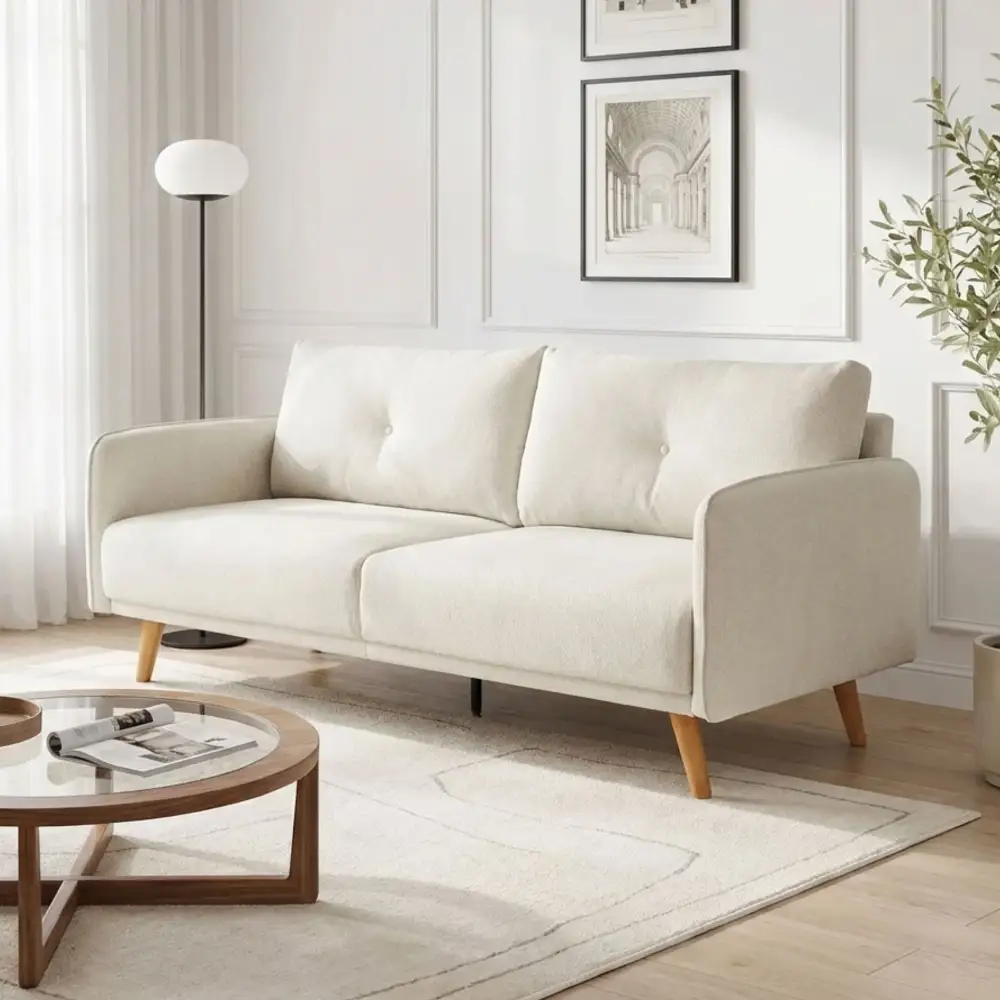Relaxed Fabric Wooden Leg Sofa