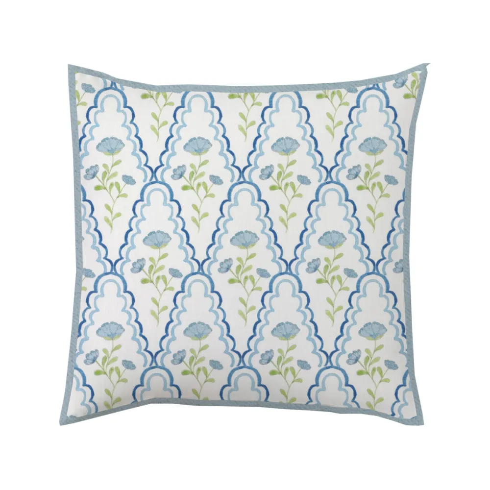 Floral Scallop Self-Welt Throw Pillow