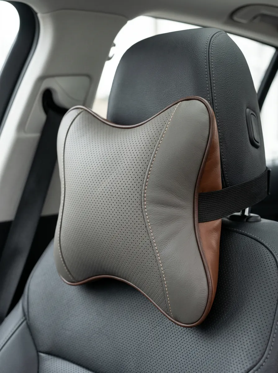 Leather-Texture Car Neck Support Pillow