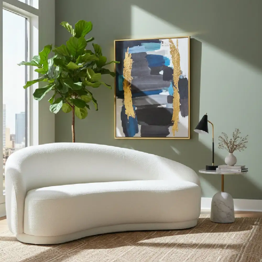 Modern Curved Boucle Sofa