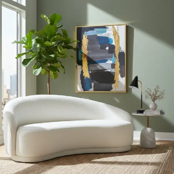 Modern Curved Boucle Sofa