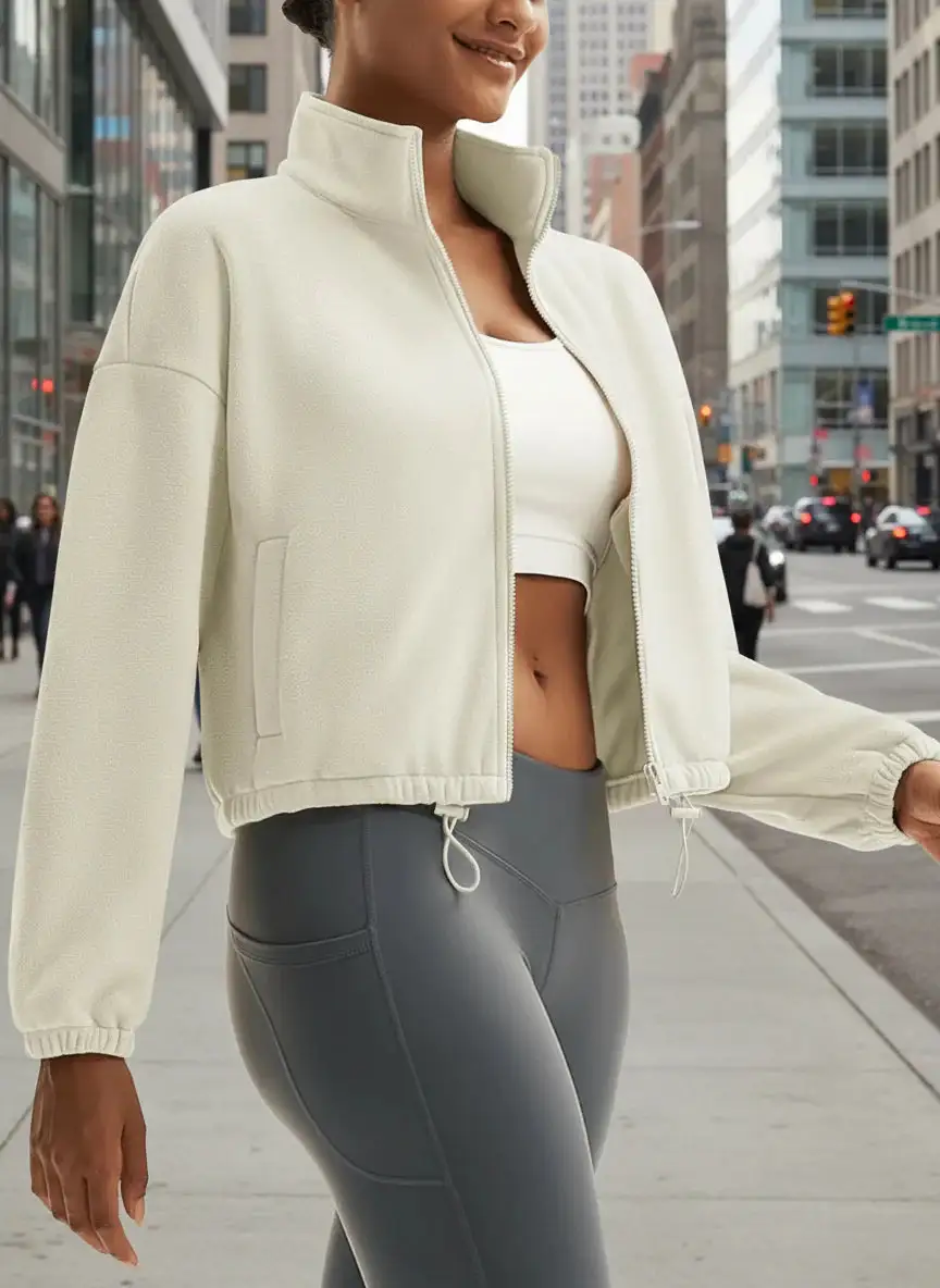 Cropped Fleece Collar Jacket