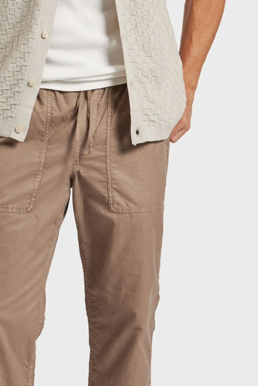 Relaxed Tapered Fit Linen Blend Casual Pants