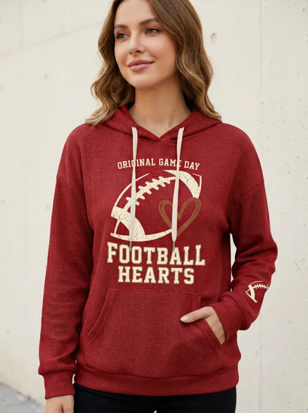 Women's Gridiron Day Heart Graphic Waffle Hoodie