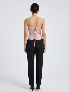 Floral Jacquard Lace-Up Women's Corset Top