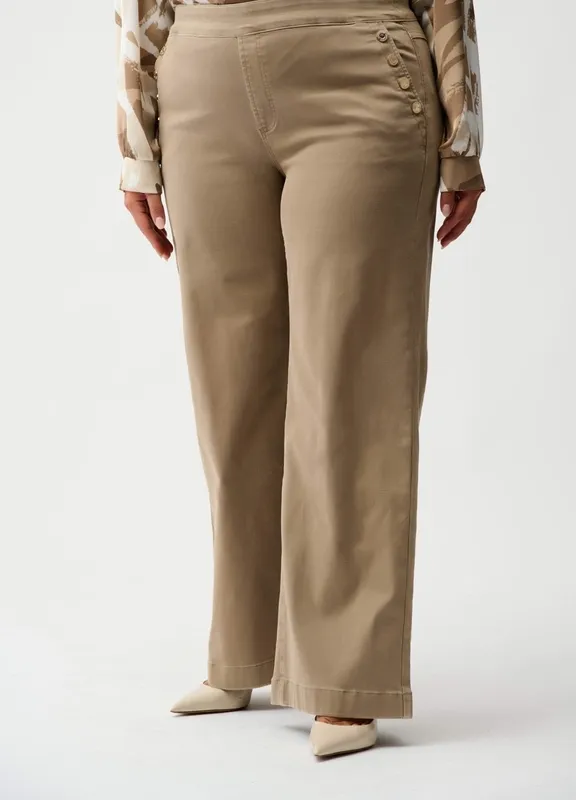 Cotton Denim Button-Front Pull-On Jeans