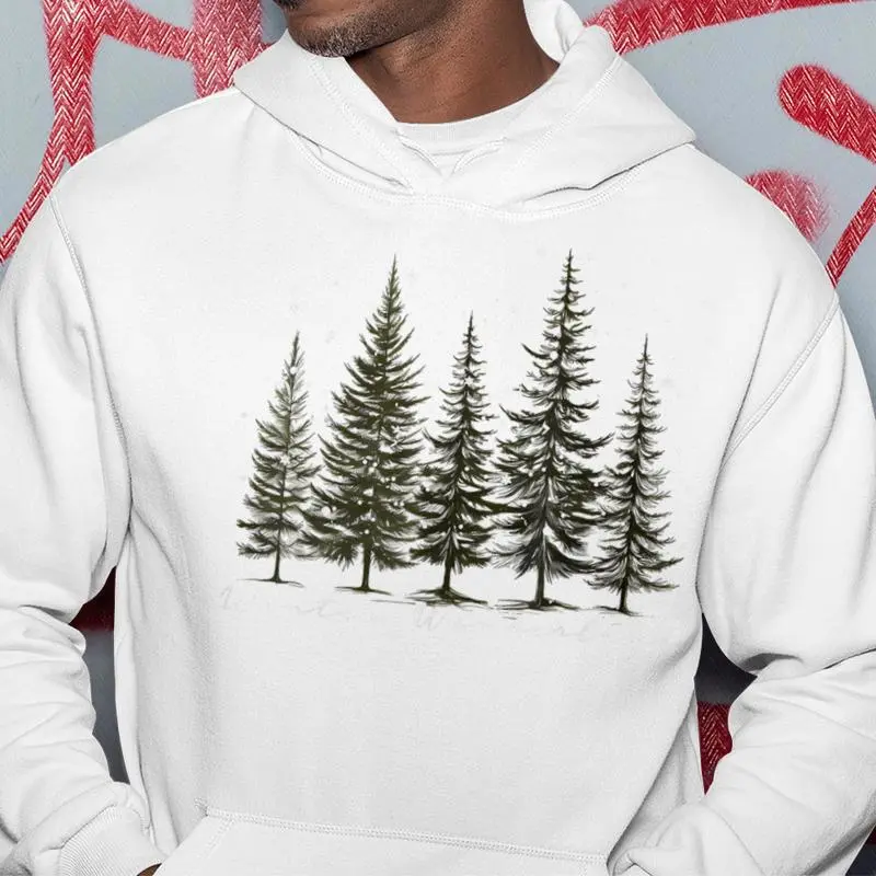Winter Wonderland Pine Tree Nature Lover Hiking Camping Hoodie