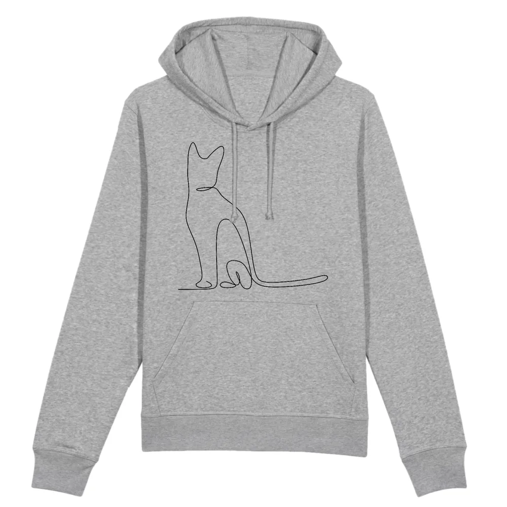 Subtle Cat Graphic Pullover Hoodie