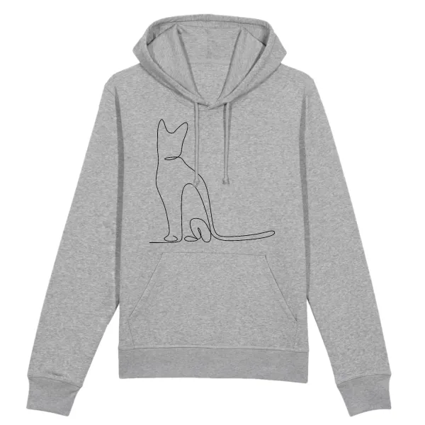 Subtle Cat Graphic Pullover Hoodie