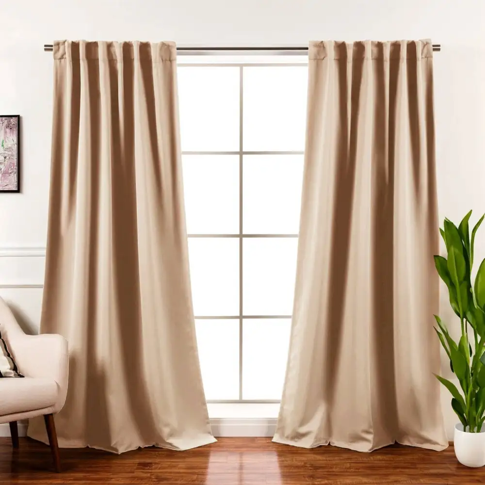 Room Darkening Polyester Solid Back-Tab Curtain Panel
