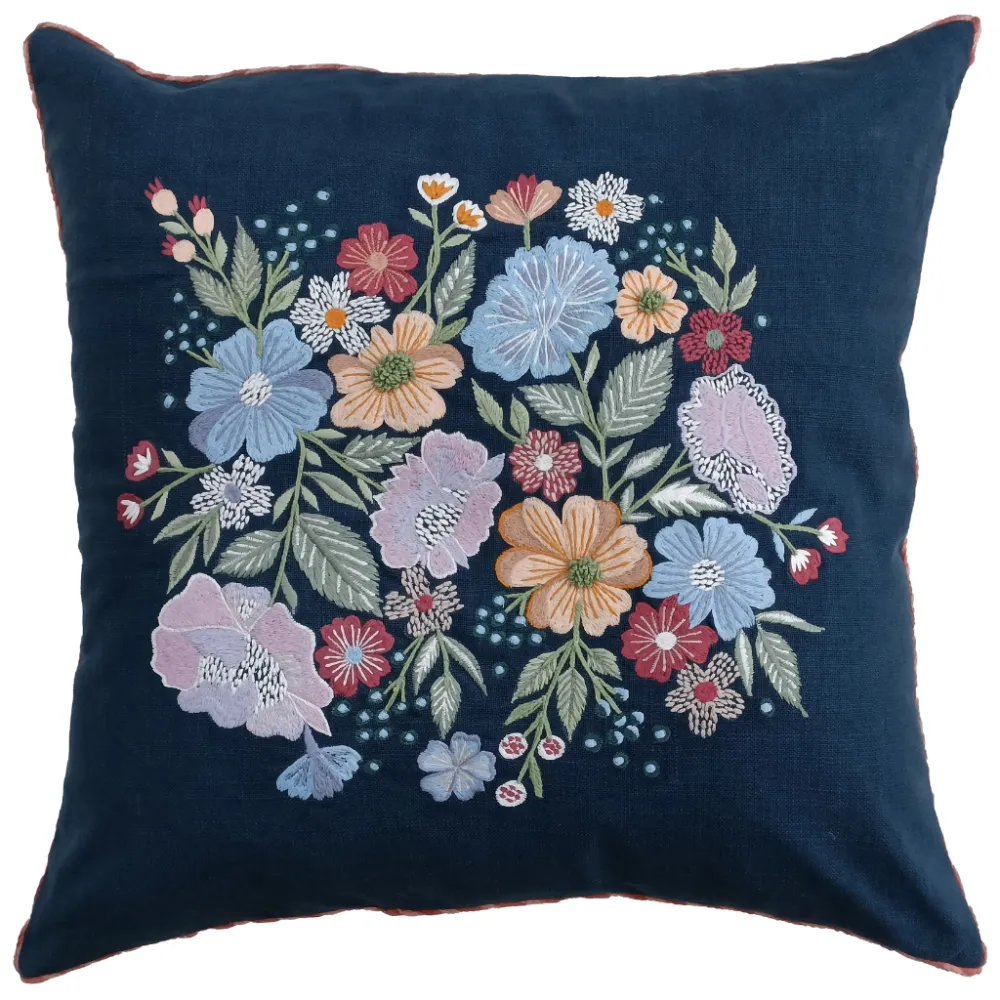 Artisan Detail Floral Botanical Cotton Decorative Cushion Cover