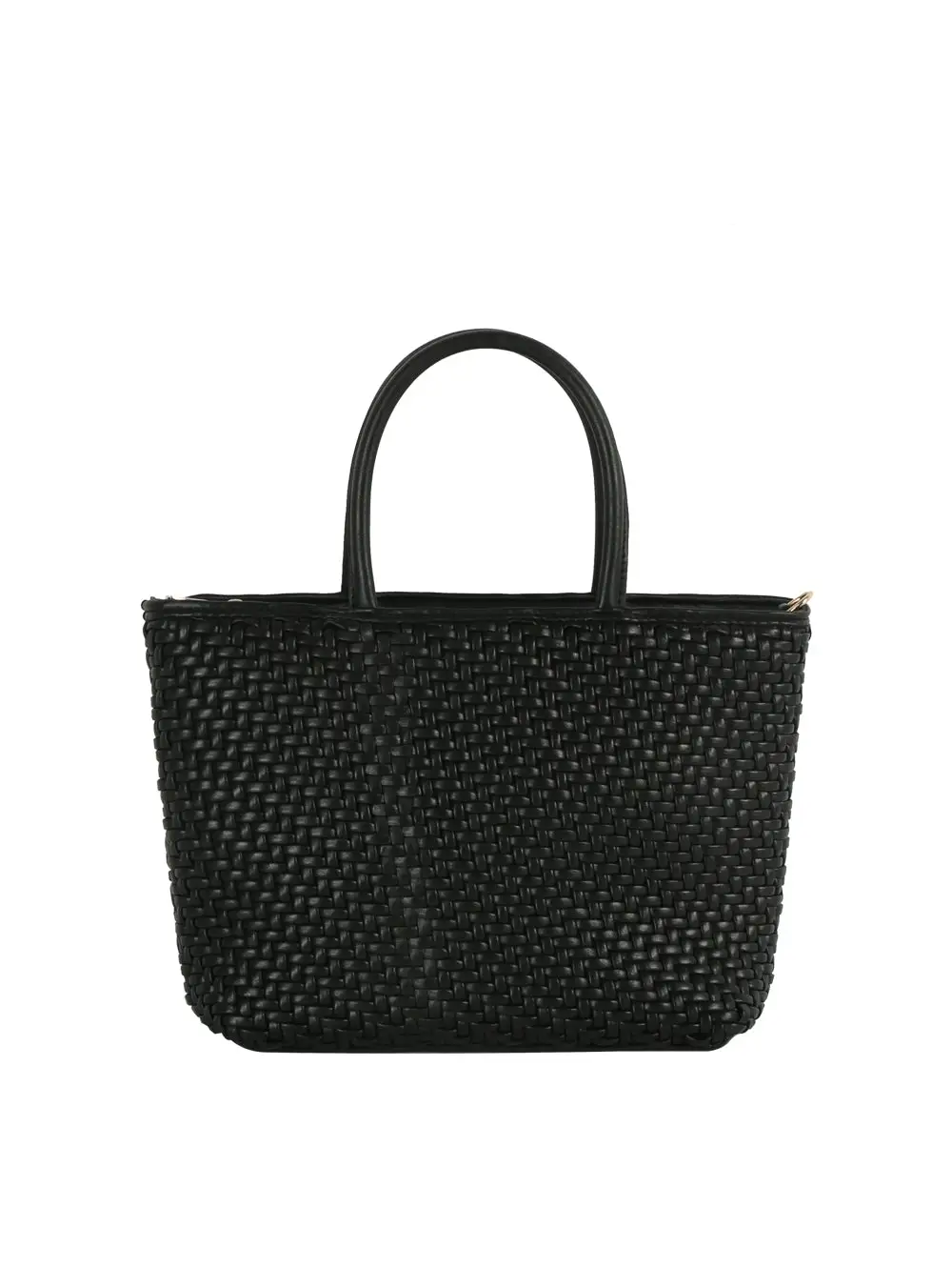 Woven Faux Leather Tote Bag