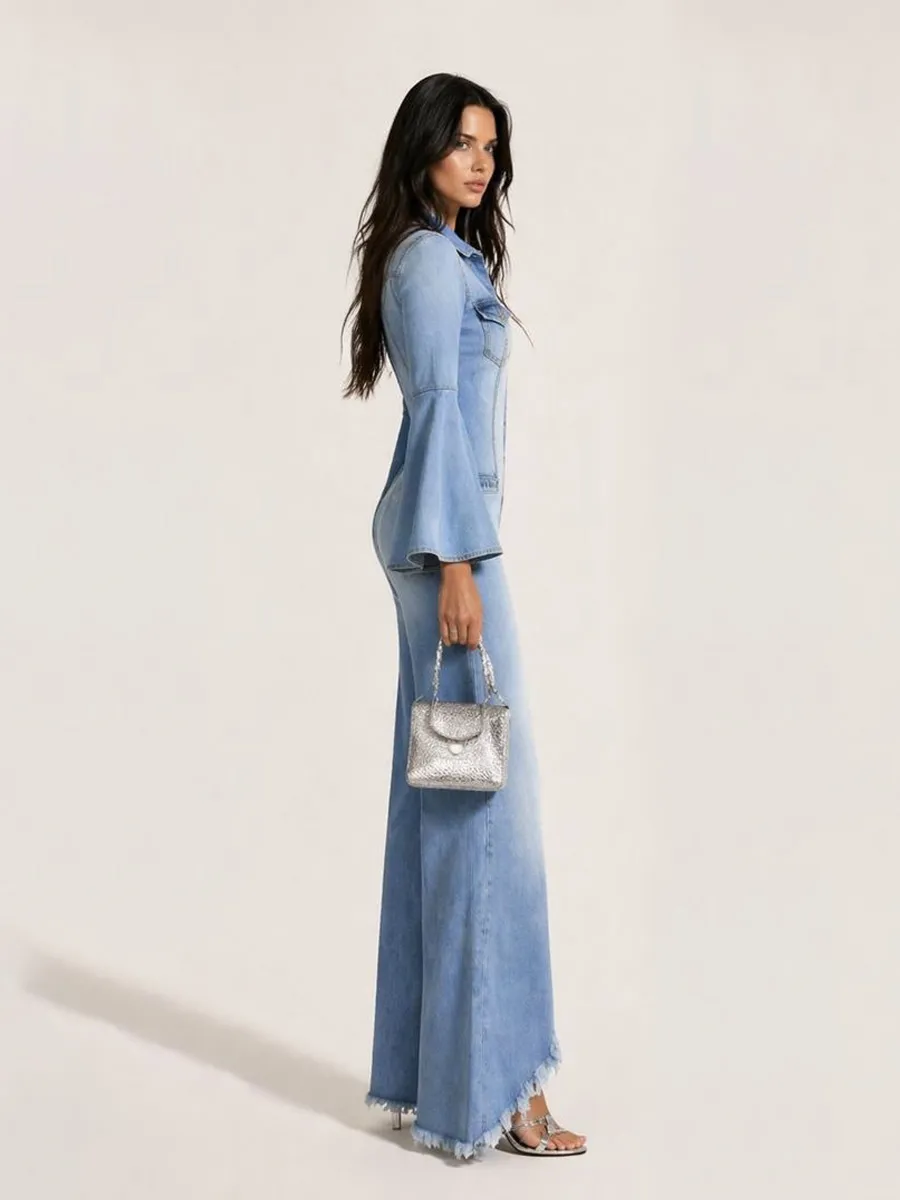 Aspen Casual Single-Breasted Denim Jumpsuit