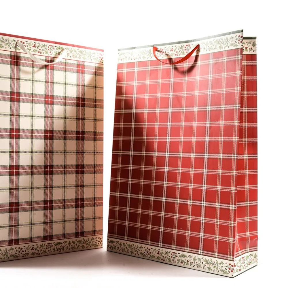 Check Pattern Paper Carry Bag