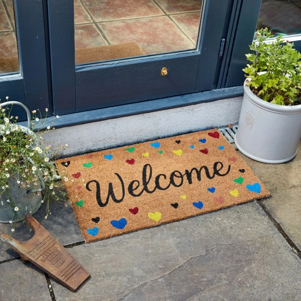 Coir Welcome Hearts Coir Door Mat