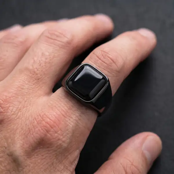 Men's Onyx Square Signet Ring