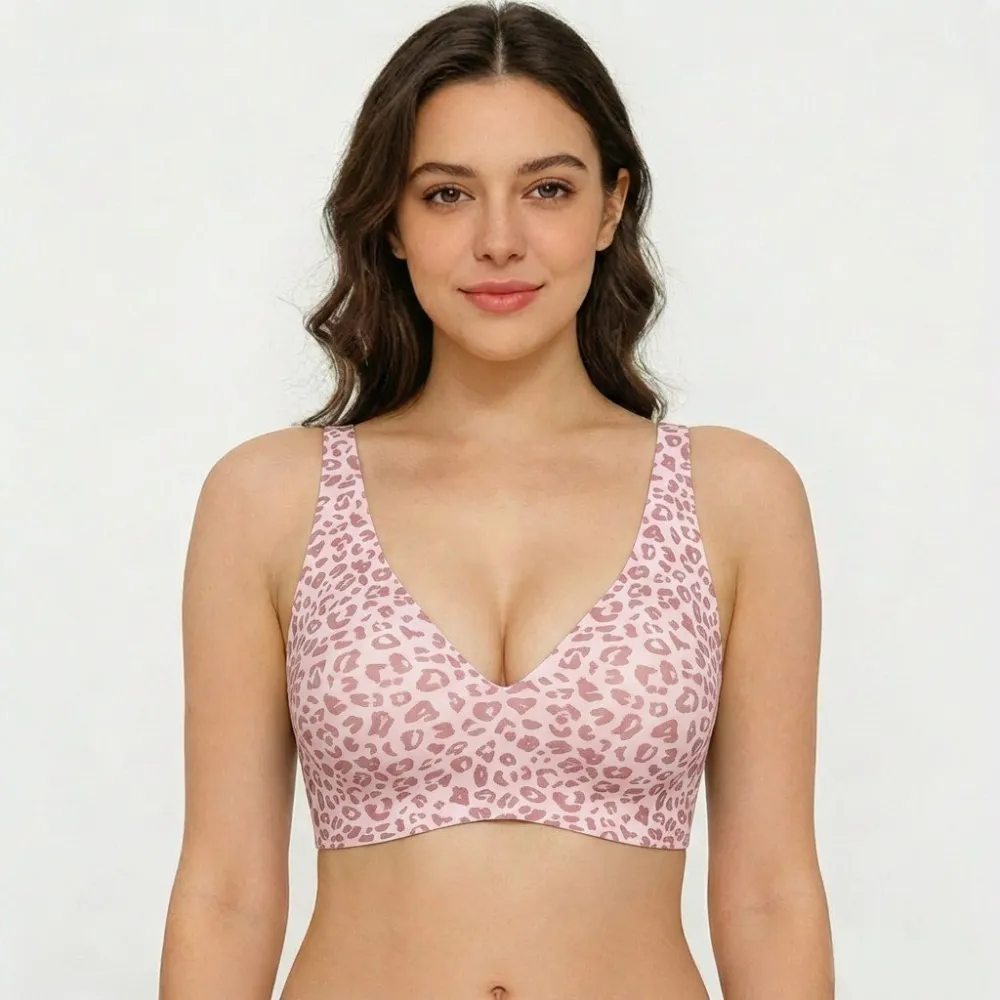🏆 🔥Super Firming Leopard Print Jelly  Bra | Women Wirefree Bras 👍No More Sagging Breasts