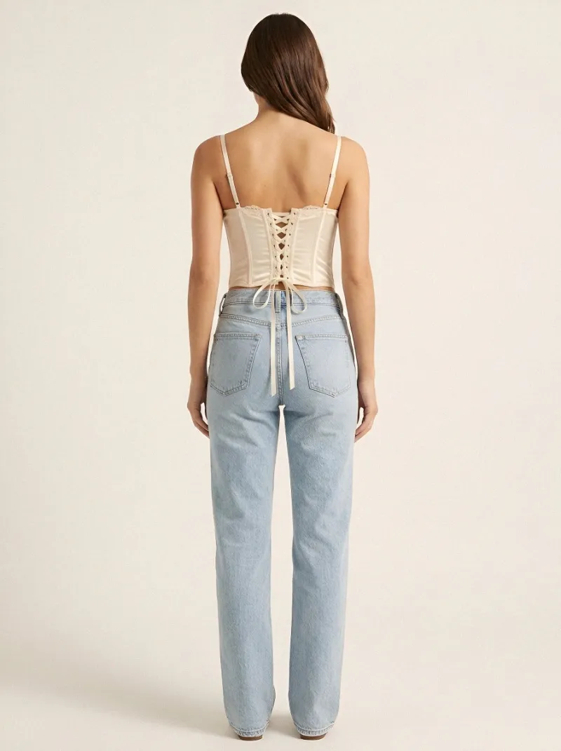 Vintage Lace-Trim Women's Corset Top