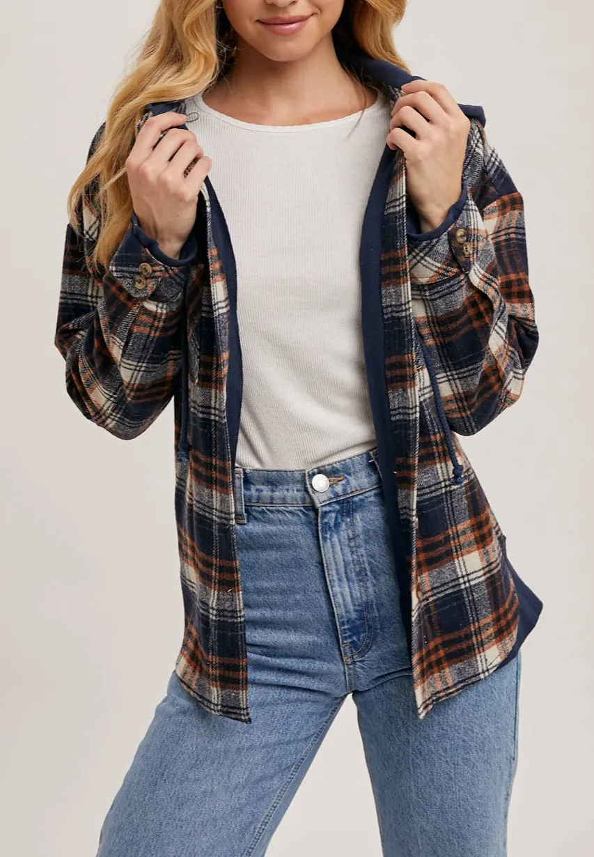 Bethany Hooded Plaid Jacket