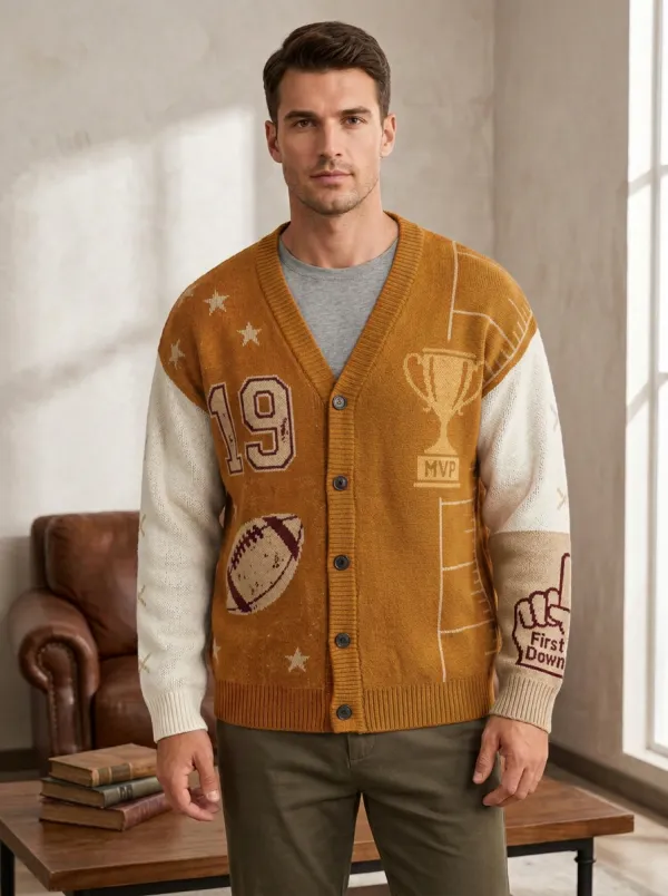 Men's Football MVP Trophy Knit Knit Cardigan