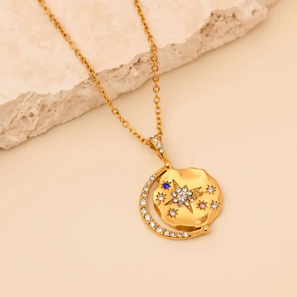 Multicoloured Star & Moon Necklace Necklace