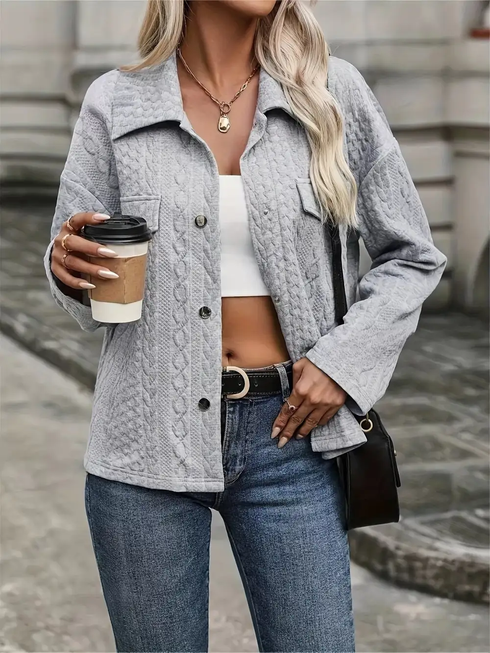Knit Textured Pocketed Jacket