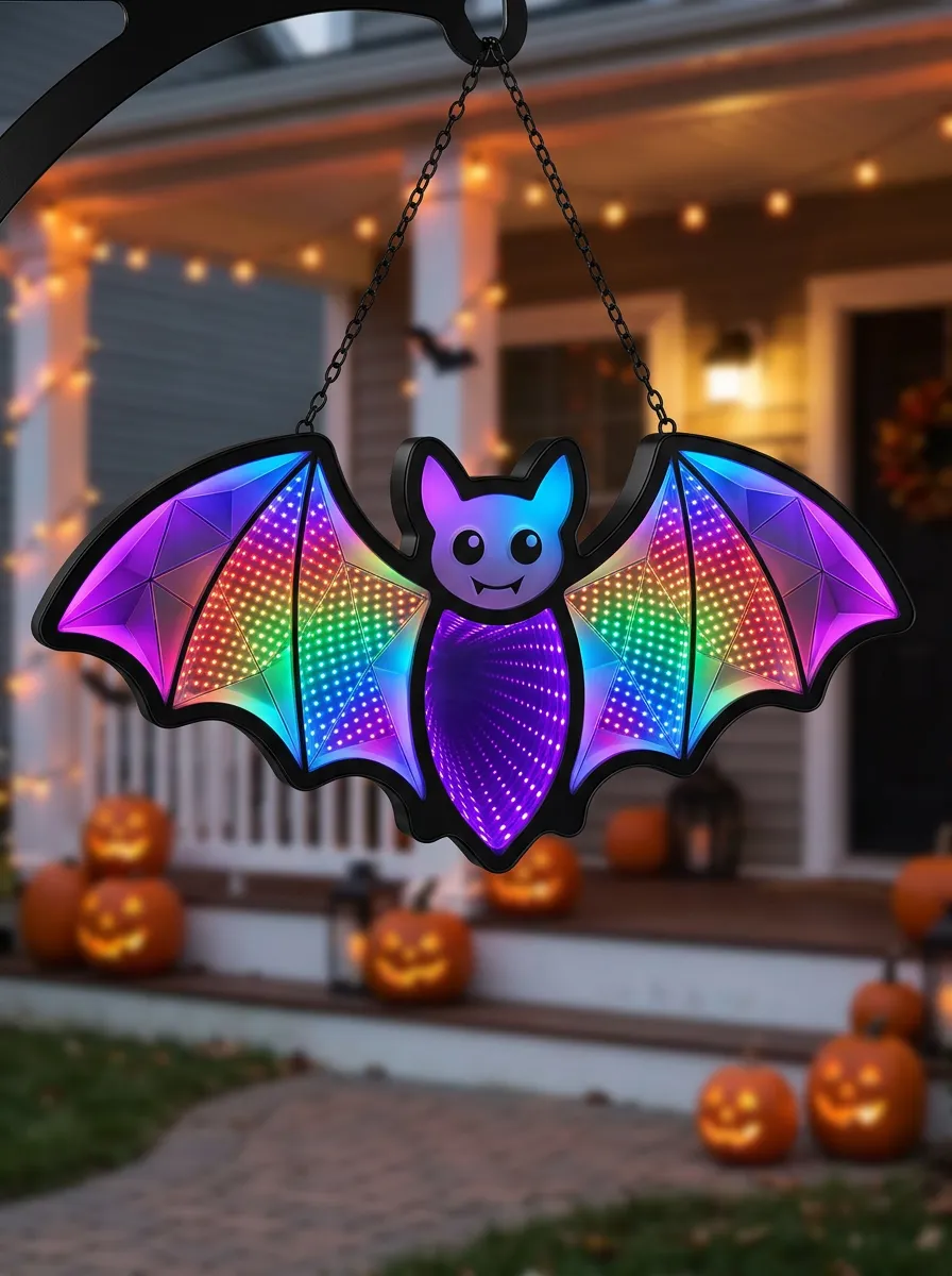 Classic Infinity-Mirror Halloween Bat Light