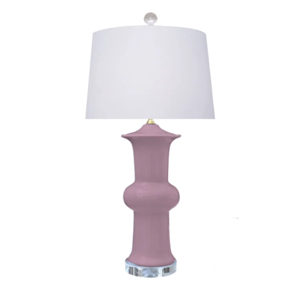 Hourglass Porcelain Drum-Shade Table Lamp