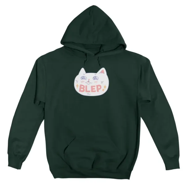 Men's Casual Cartoon Cat-Print Long-Sleeved Hooded Hoodie