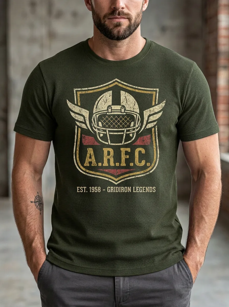Men's Everyday Helmet Football Gridiron Crew Neck Graphic T-Shirt