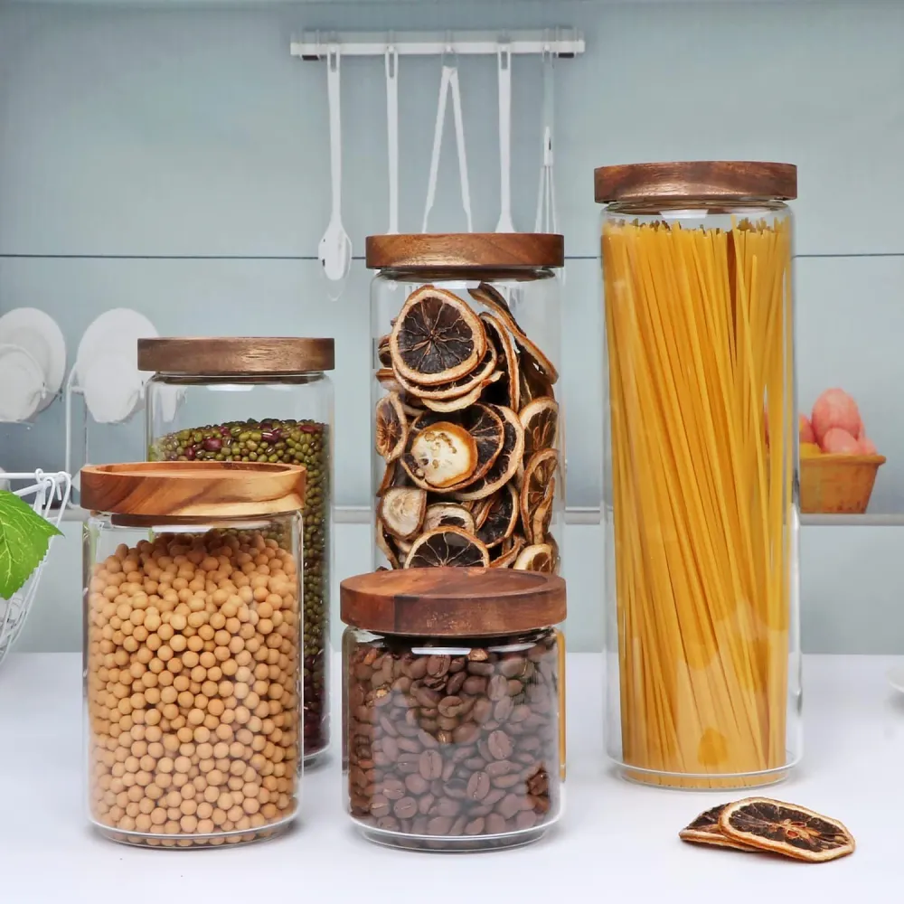 Durable Multi-Size Glass Canisters Set, Kitchen Essential for Storing Pasta, Beans and Spices