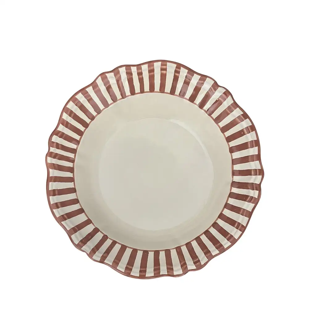 Striped Ceramic Pasta Bowl With Parasol-Inspired