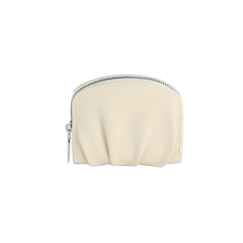 Pleated Faux Leather Zip Wallet