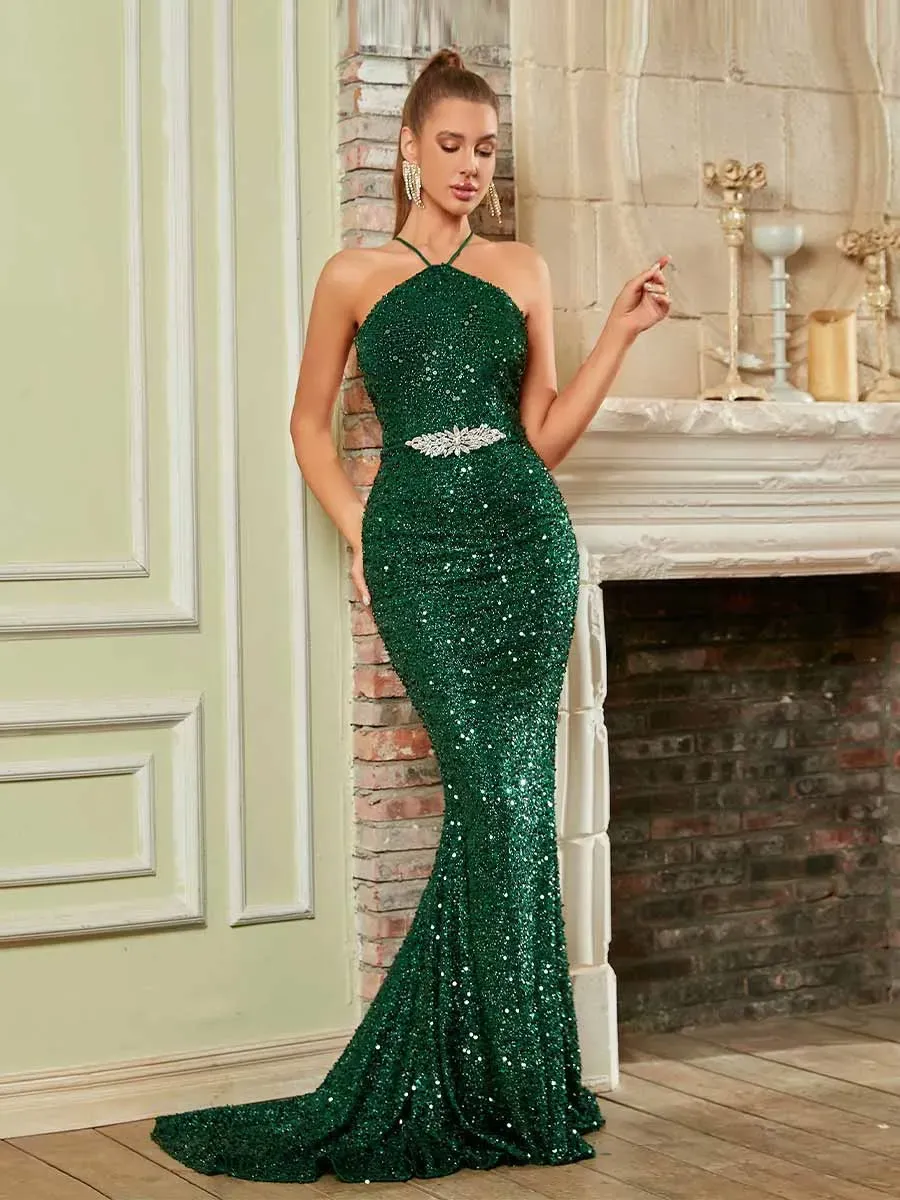 Iris Sequined Fish Tail Maxi Dress