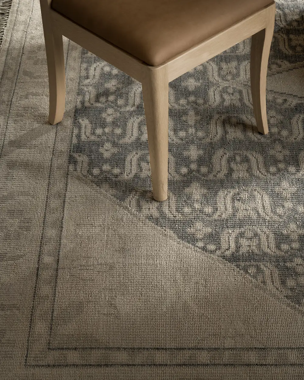 Refined Textural Hand-Knotted Wool Area Rug