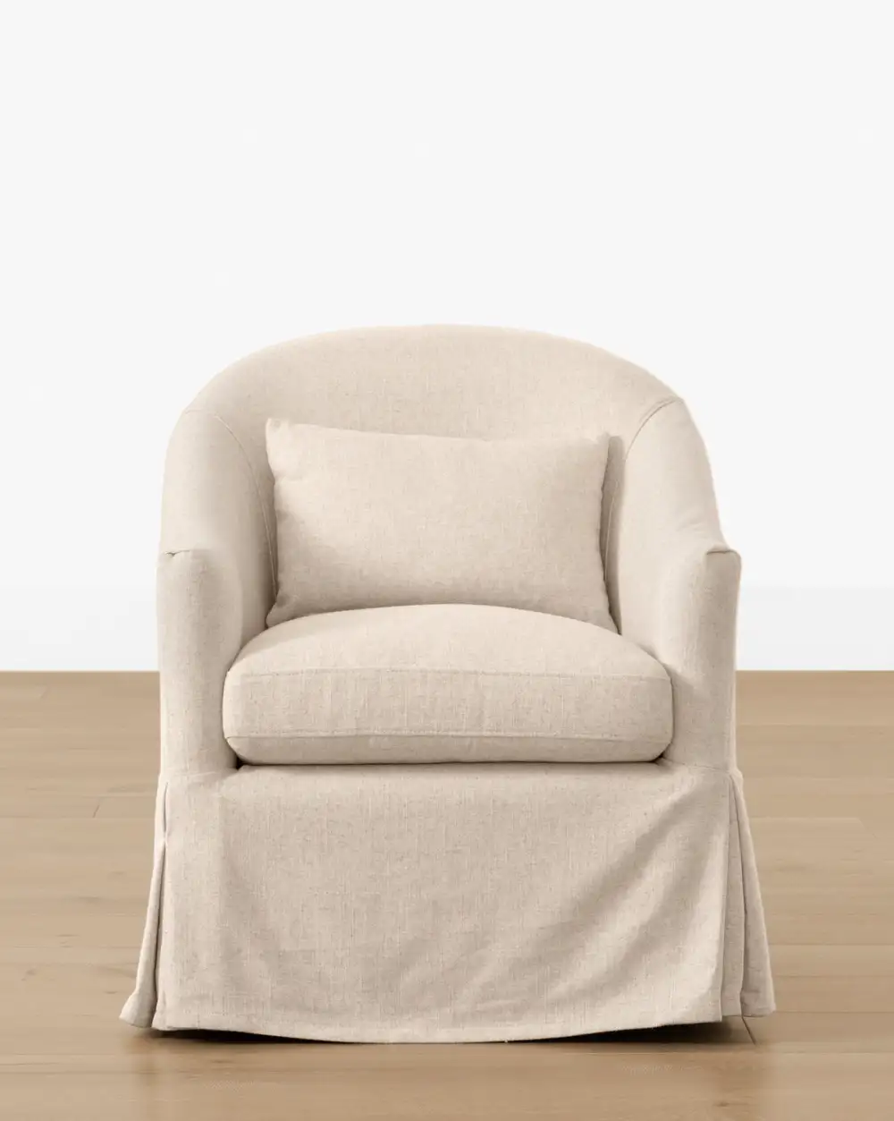 Slipcovered Linen Swivel Armchair