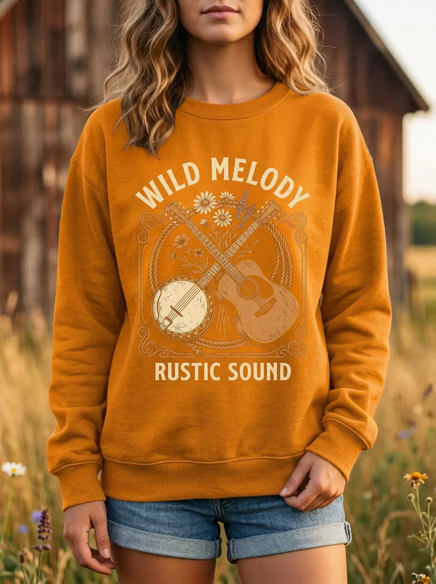 Banjo Guitar Wild-Melody Country Music Crewneck Sweatshirt