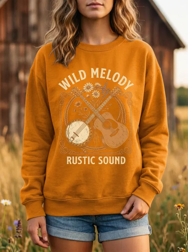 Banjo Guitar Wild-Melody Country Music Crewneck Sweatshirt