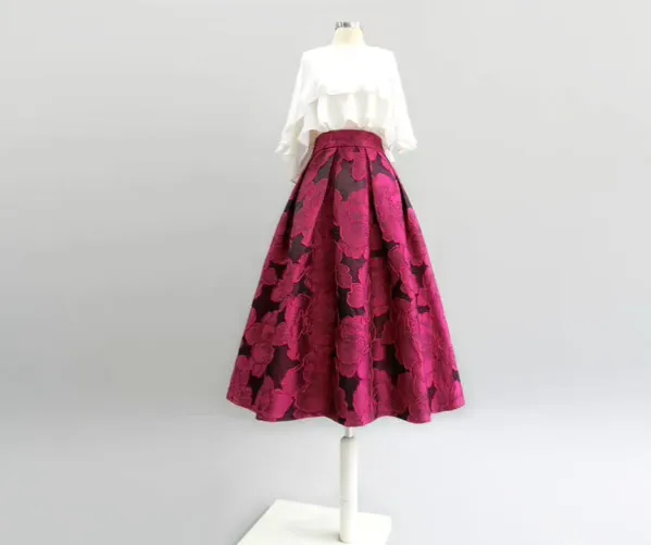 Effortless Office Everyday Casual Embroidered Skirt