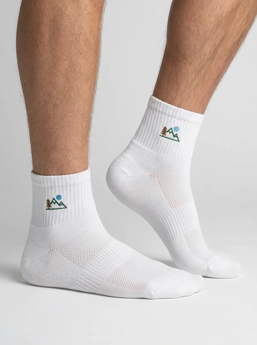 White Trail Mountain Graphic Performance Ankle Socks