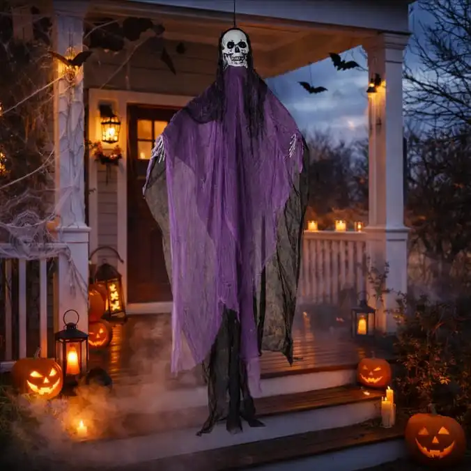 Hanging Light Up Skull Ghoul