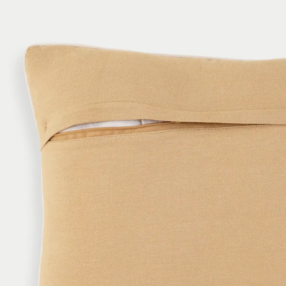 Beige Palm Embroidered Cushion Cover