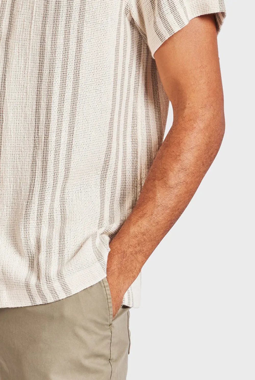 Vertical Stripe Short Sleeve Shirt-Seasponge