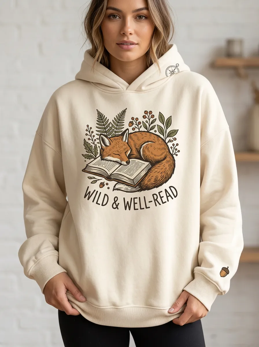 Book Lover Wild And Well-Read Fox Hoodie