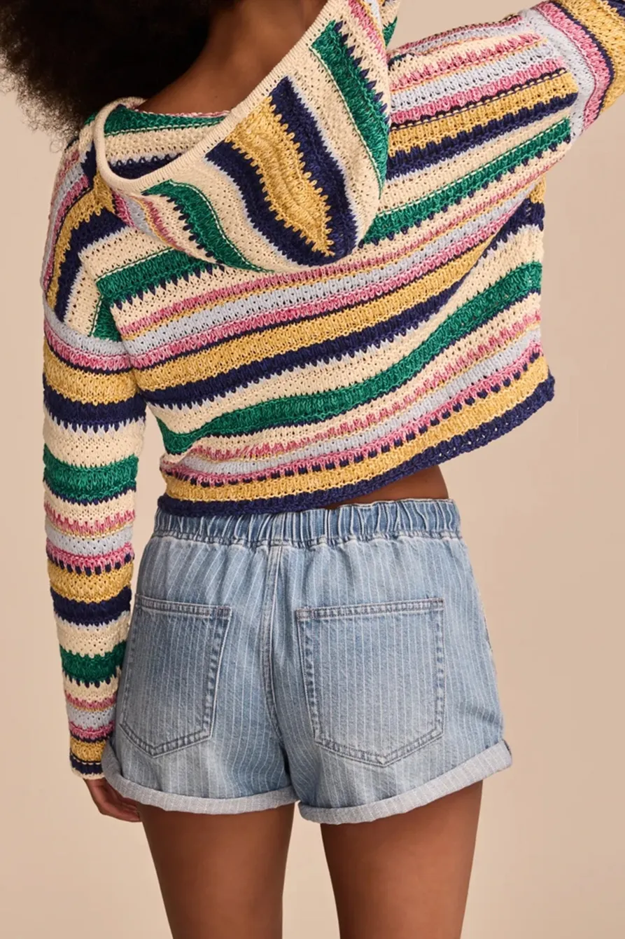 Casual Stripe Slight Stretch Hoodie