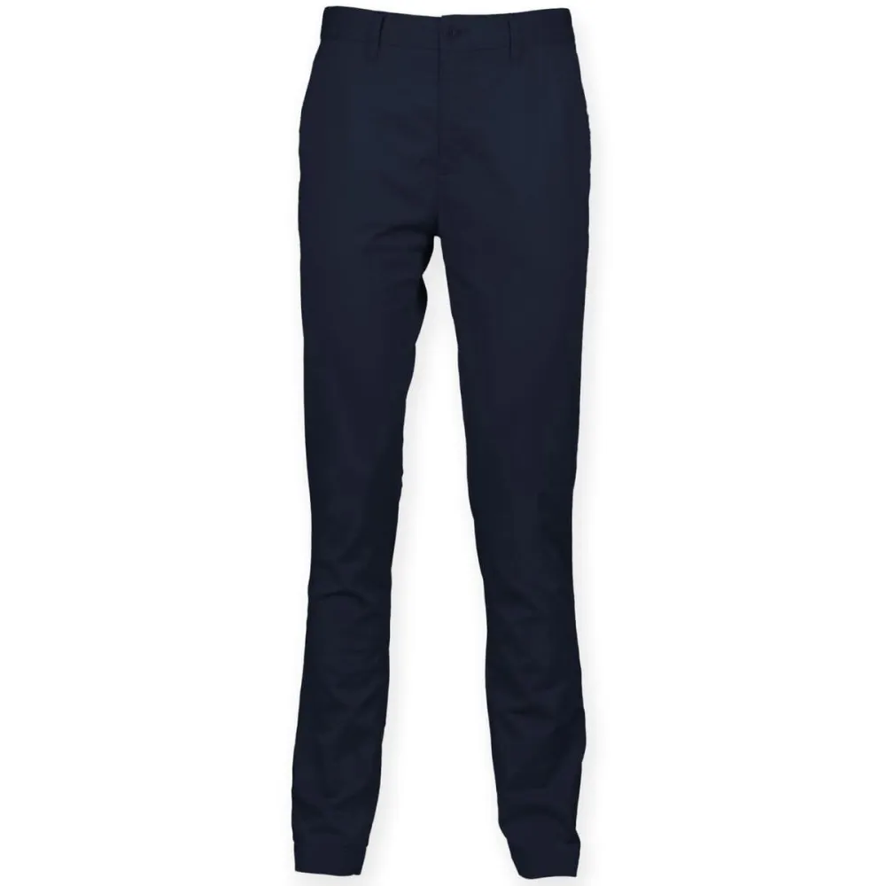 Men's Stretch Flat Front Plain Chino Trousers