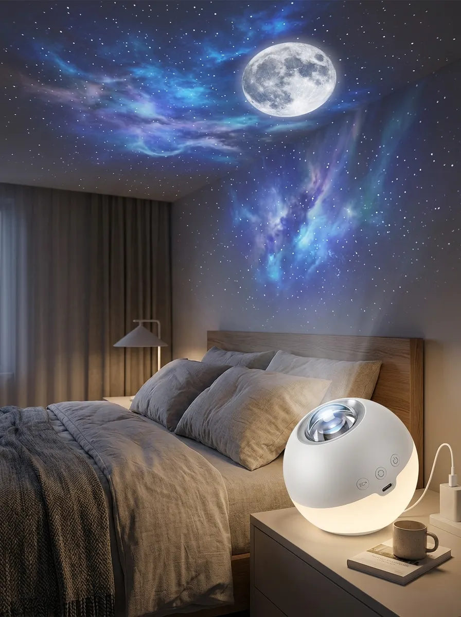 Cosmic Galaxy Moon Star Projector Night Light