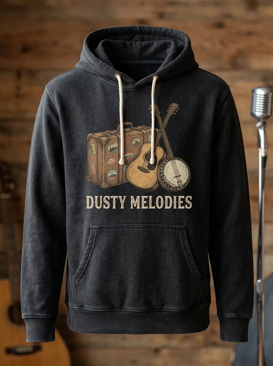 Honky-Tonk-Inspired Banjo Guitar Country Music Graphic Hoodie