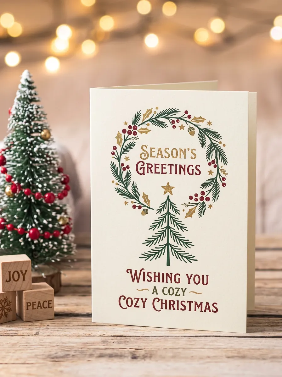 Christmas Wreath Tree Greeting Card